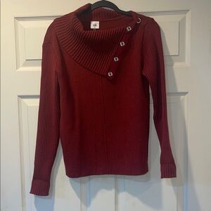 Cabi Chic Burgundy Cowl Neck Sweater with Button Accents size XS
